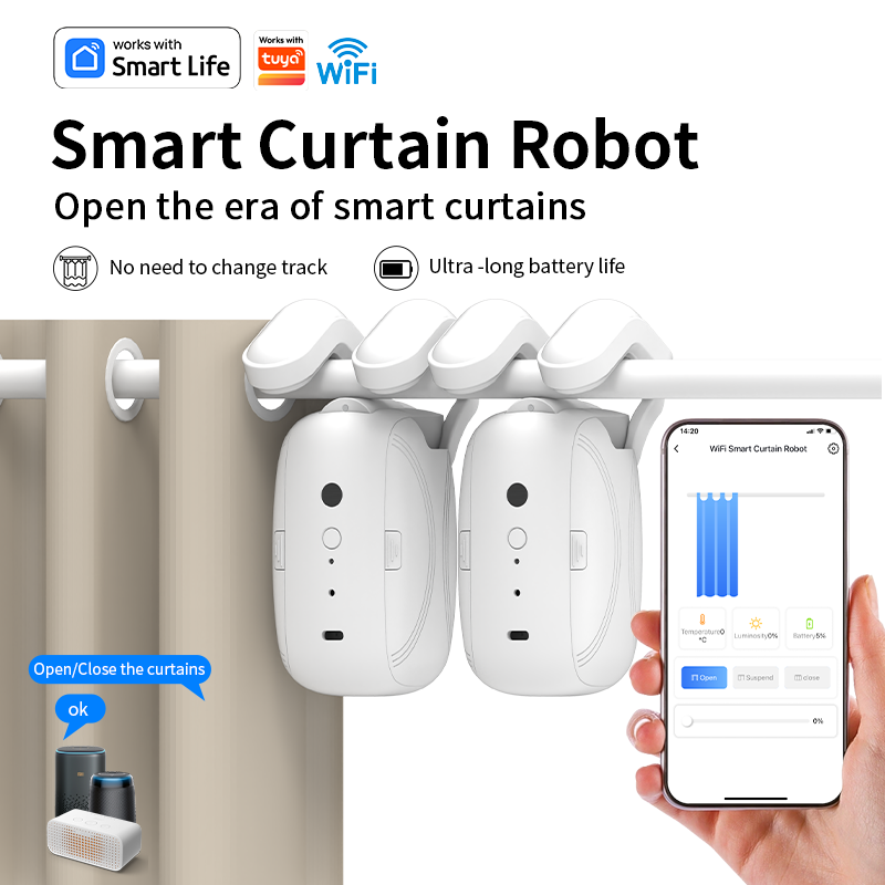 Smart Home Robot - 2pcs Wi-Fi Smart Curtain Robot with